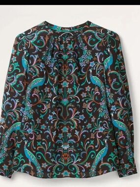 Boden Silk Paisley-Print Long Sleeve Blouse - Women's